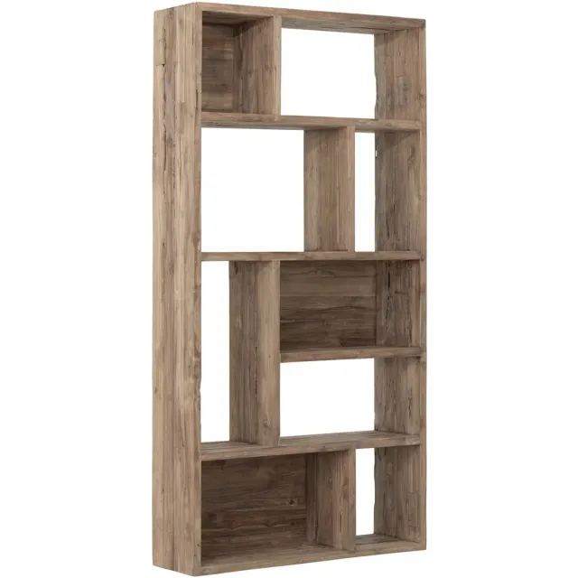 Must Living Bookrack Gallery, 9 open racks,195x100x30 cm, extreme rustic teakwood Bruin