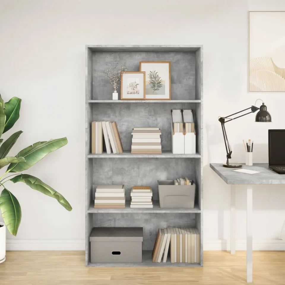 vidaXL Boekenkast 80x30x152 cm bewerkt hout betongrijs grijs, foto 2