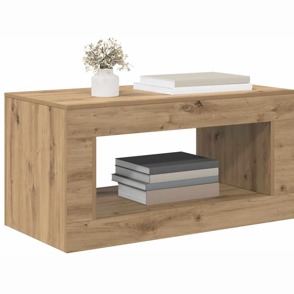 vidaXL Salontafel Artisan Eik 99.5 x 50 x 50 cm Bewerkt hout bruin, foto 2