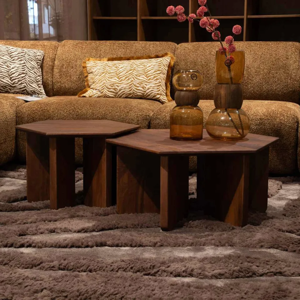 Giga Meubel Salontafel Martos - Donkerbruin Mangohout - 60x60x38cm, foto 5