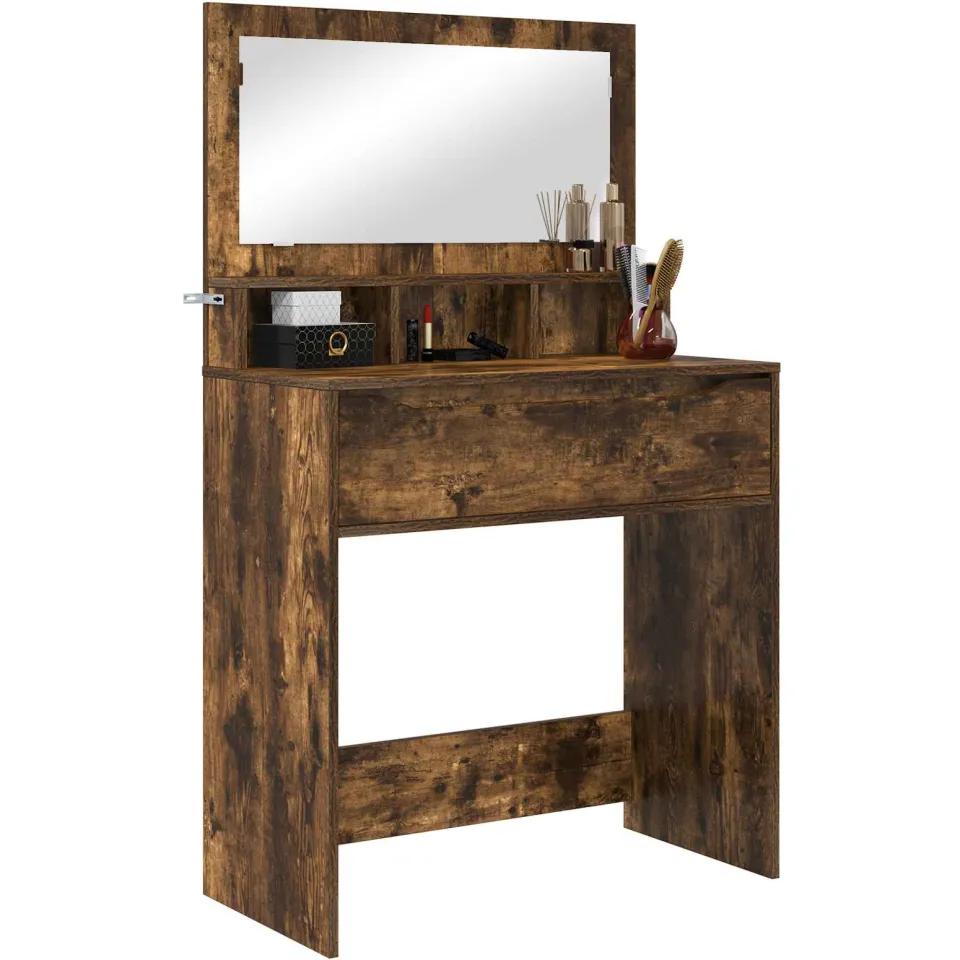 vidaXL Slaapkamer Kaptafels Gerookt eiken 80 x 39,6 x 135 cm Bruin