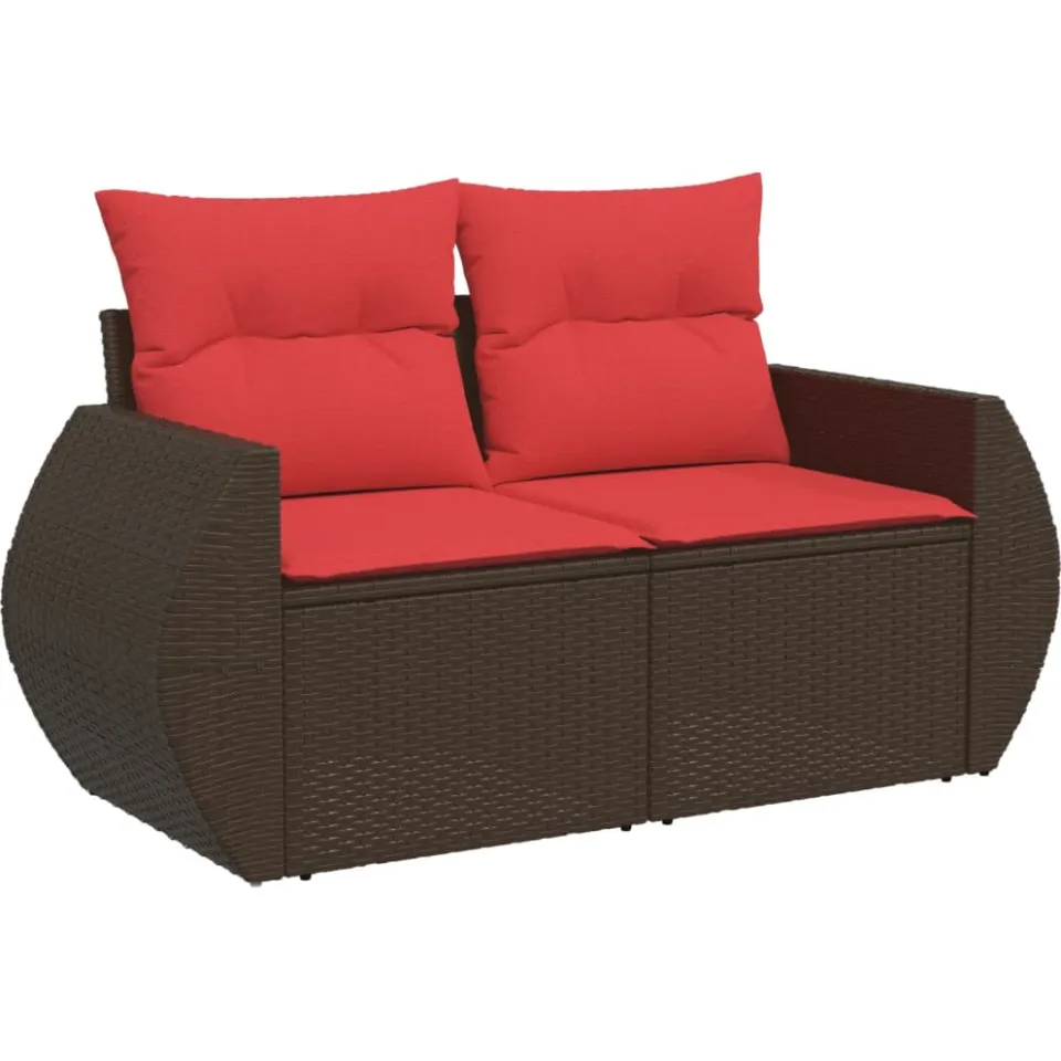 vidaXL 6-delige tuinbankset met kussens, bruin polyrotan, foto 4