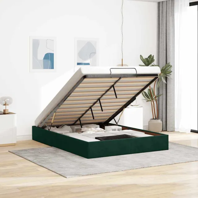 vidaXL Ottoman bedframe zonder matras 140x190 cm fluweel donkergroen