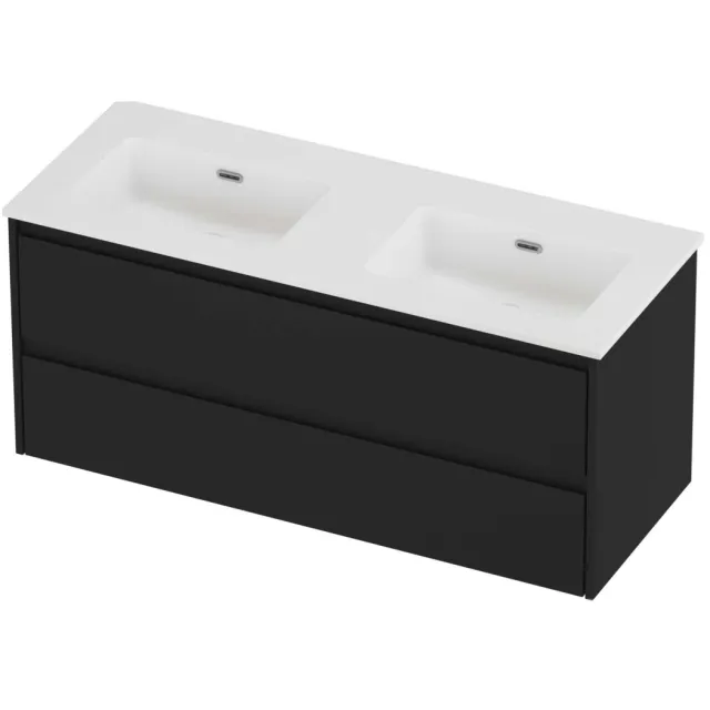 Proline Tribute Badmeubelset Porselein Elegant Dubbel 120x46x54 cm Mat White Mat Zwart