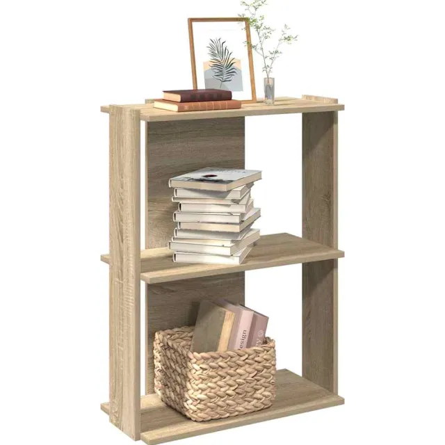 vidaXL Boekenkast 3-laags 60x30x80 cm bewerkt hout sonoma eikenkleurig Bruin