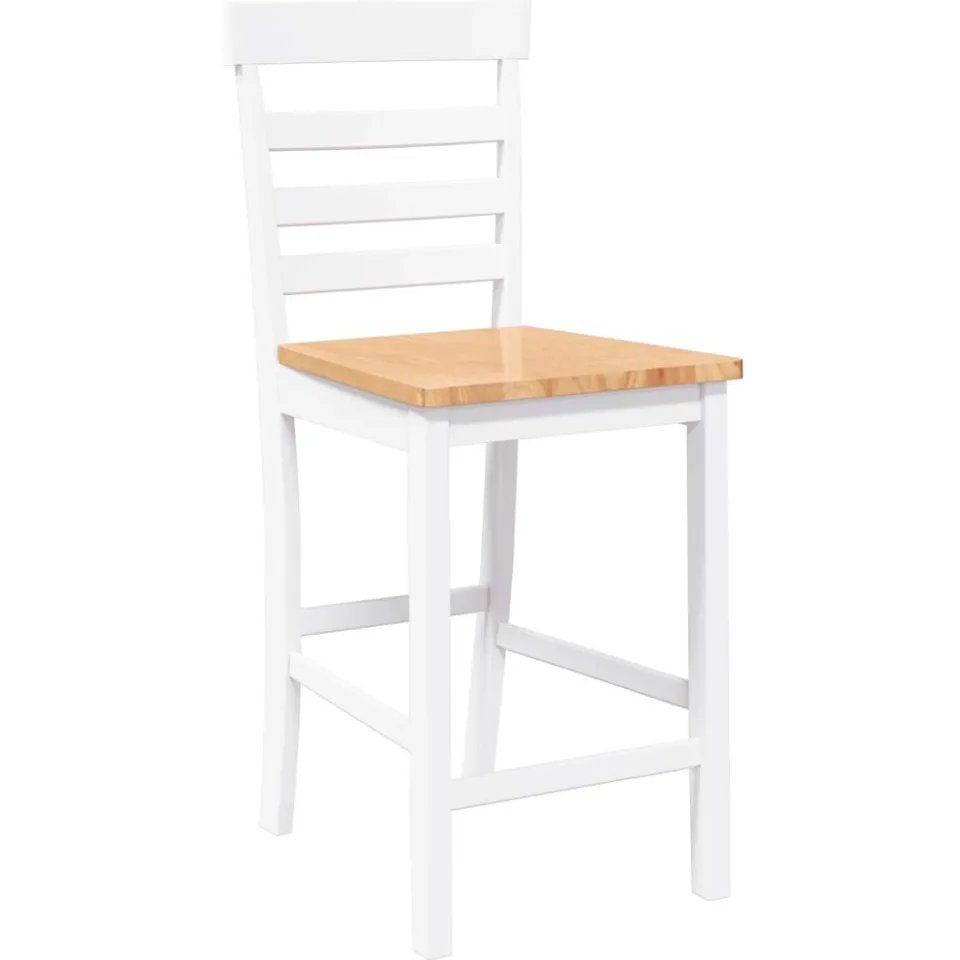 vidaXL Barkrukken 2 st massief hout rubber wit, foto 4