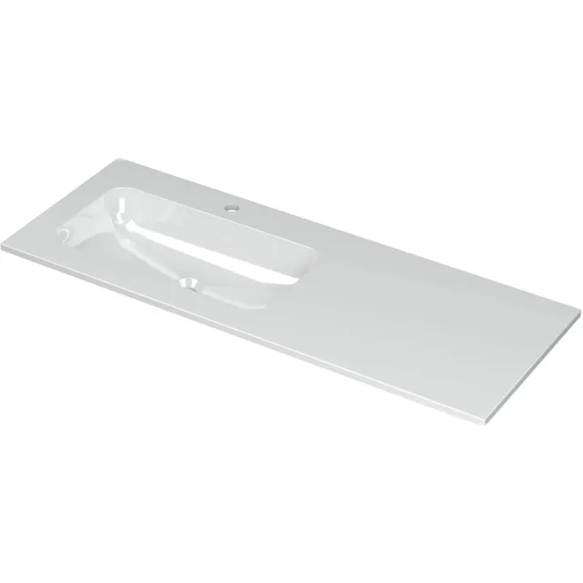 Ink Aspekt meubelwastafel links 120x45cm - 1 kraangat - Porselein glans wit