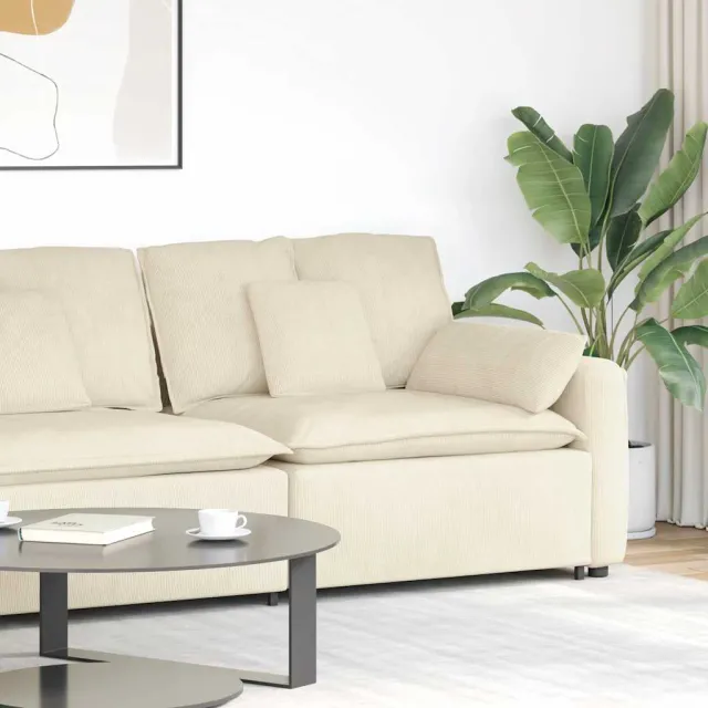 vidaXL Modulaire bank Armleuning eindmodule met kussens 100 cm Crème