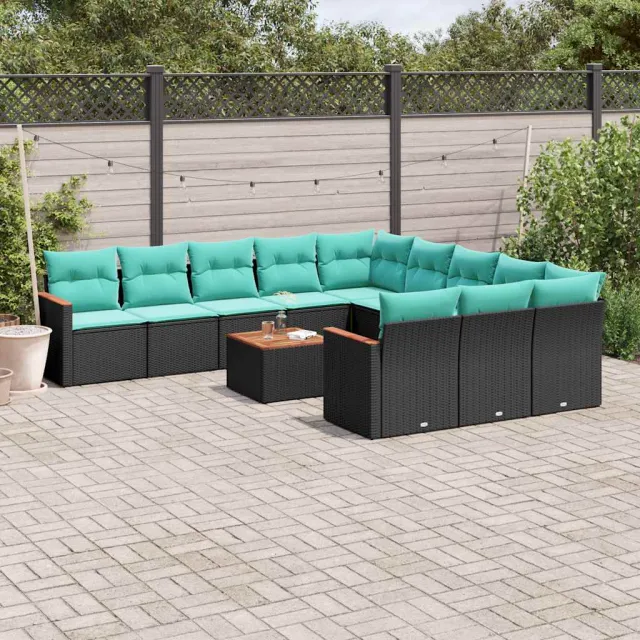 vidaXL 12-delige tuinbankset met kussens van zwart polyrotan, foto 2