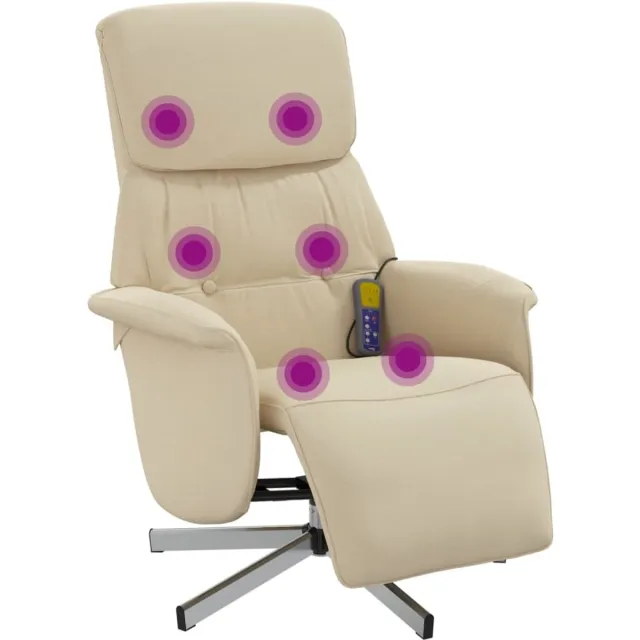 vidaXL Massagestoel - verstelbaar - met - voetensteun - stof - crèmekleurig