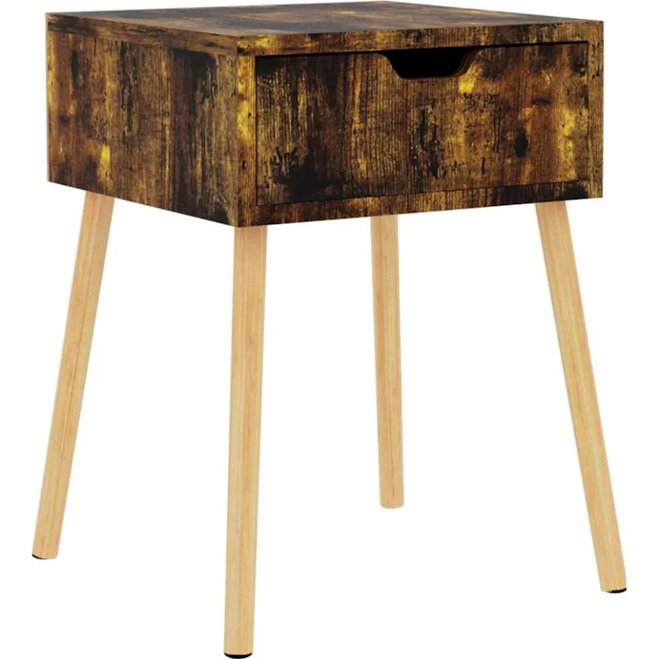vidaXL Nachtkastje 40x40x56 cm bewerkt hout gerookt eikenkleurig Bruin
