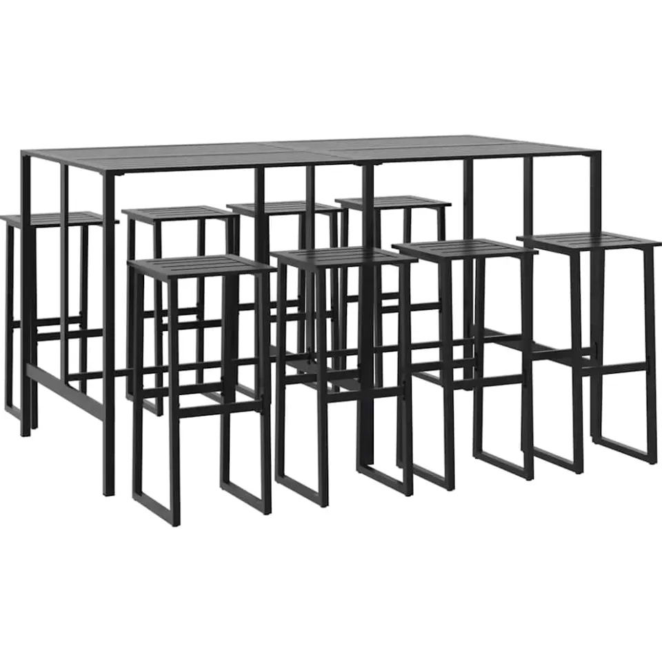 vidaXL 9-delige Tuinbarset gepoedercoat staal zwart, foto 3