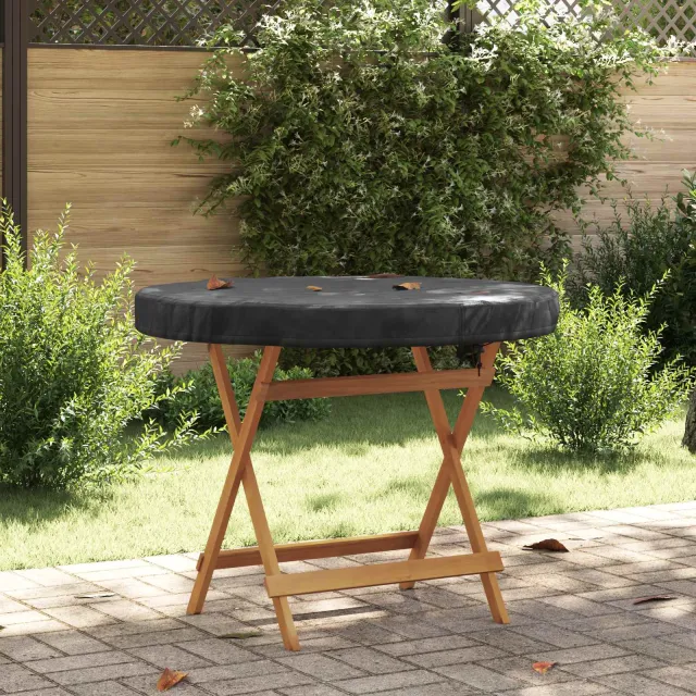 vidaXL Buiten Tafel Hoes 112 x 112 x 10 cm 210D Oxford Stof Rond Zwart