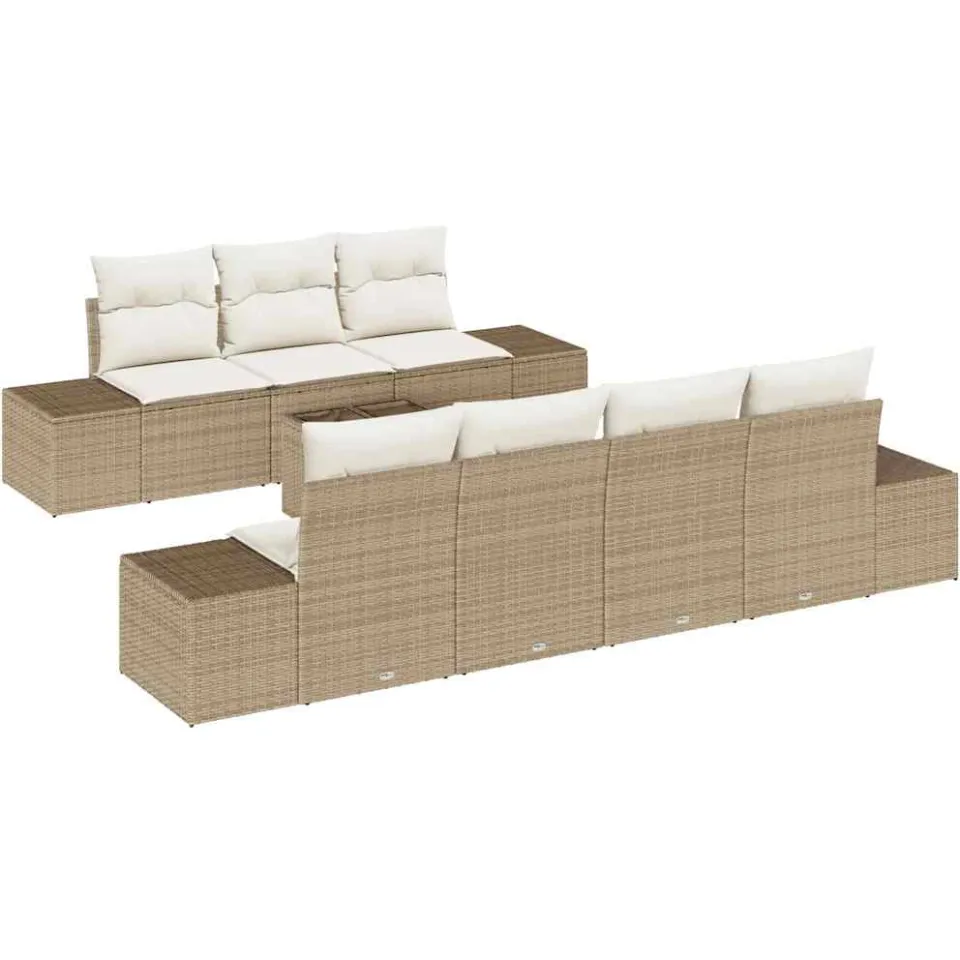 vidaXL Tuin Sofa Set 8 st Beige poly rattan
