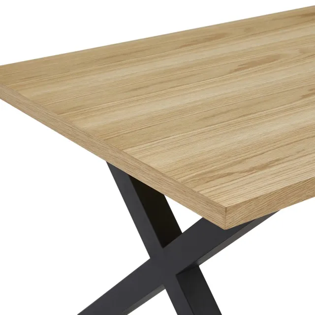 Vestland Eiken Eettafel 220x100 CM - Rechthoekig - Geschikt voor 8 - 10 Personen - X-poot Metaal - Industrieel Design Rechthoekig Eiken
