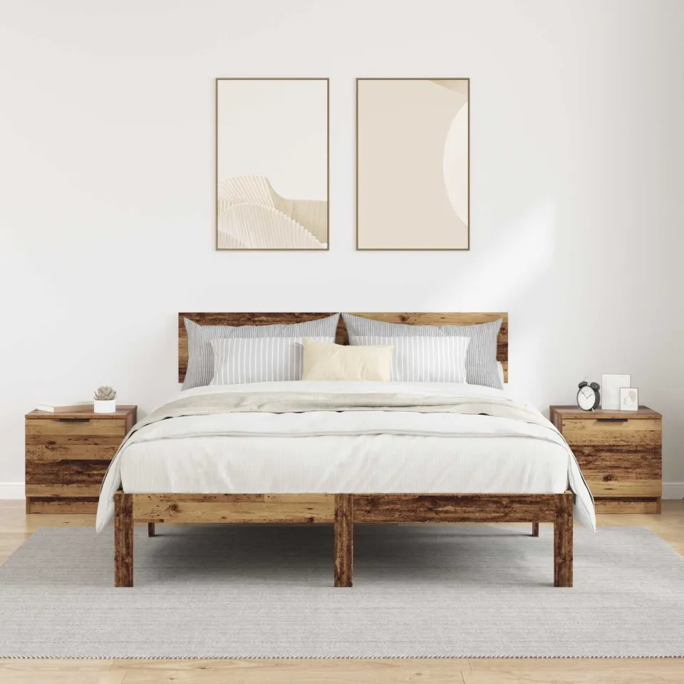 vidaXL Bed kast 2 st Oudhout 40 x 39 x 40cm Bewerkt hout bruin, foto 4