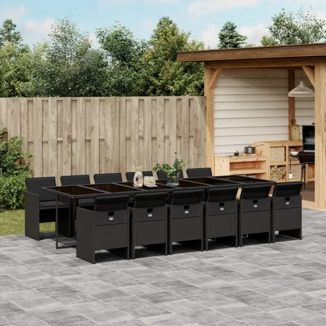vidaXL 13-delige tuinset met kussens, grijs polyrotan