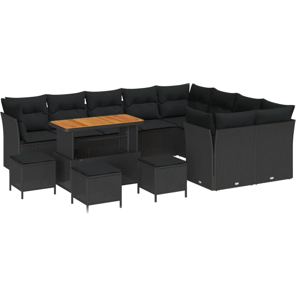 vidaXL Tuinbankenset 13 st Zwart poly rattan