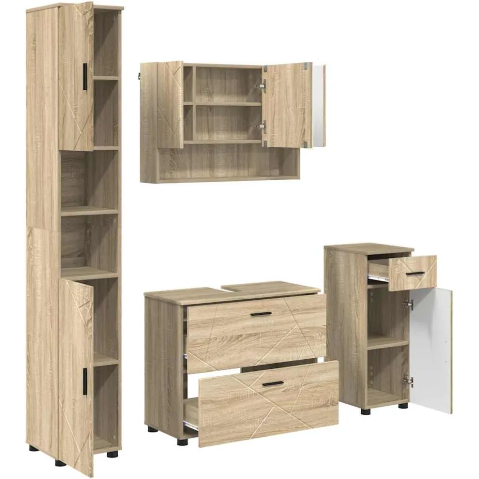 vidaXL Badkamermeubelset 4 st Sonoma Eiken 35 x 30 x 192 cm, foto 3