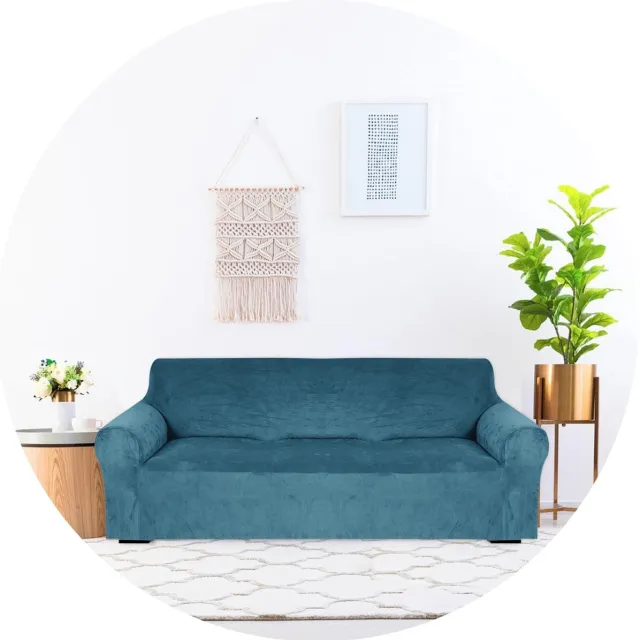 Hilvard Bankhoes Stretch 3 zitsbanken - Zetelhoes - Bankbeschermer - Sofa Cover - Zetelbeschermer Huisdieren - Bank hoes - Wasbaar - Groen Blauw Turquoise