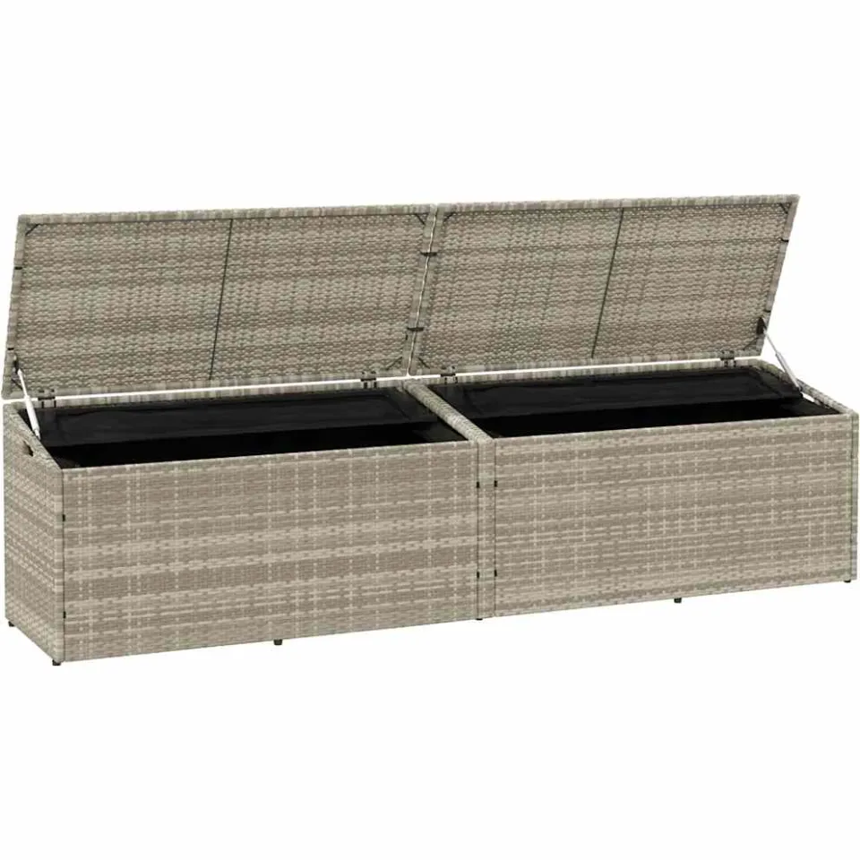 vidaXL Tuinbox 220x50x58 cm poly rattan lichtgrijs grijs, foto 3
