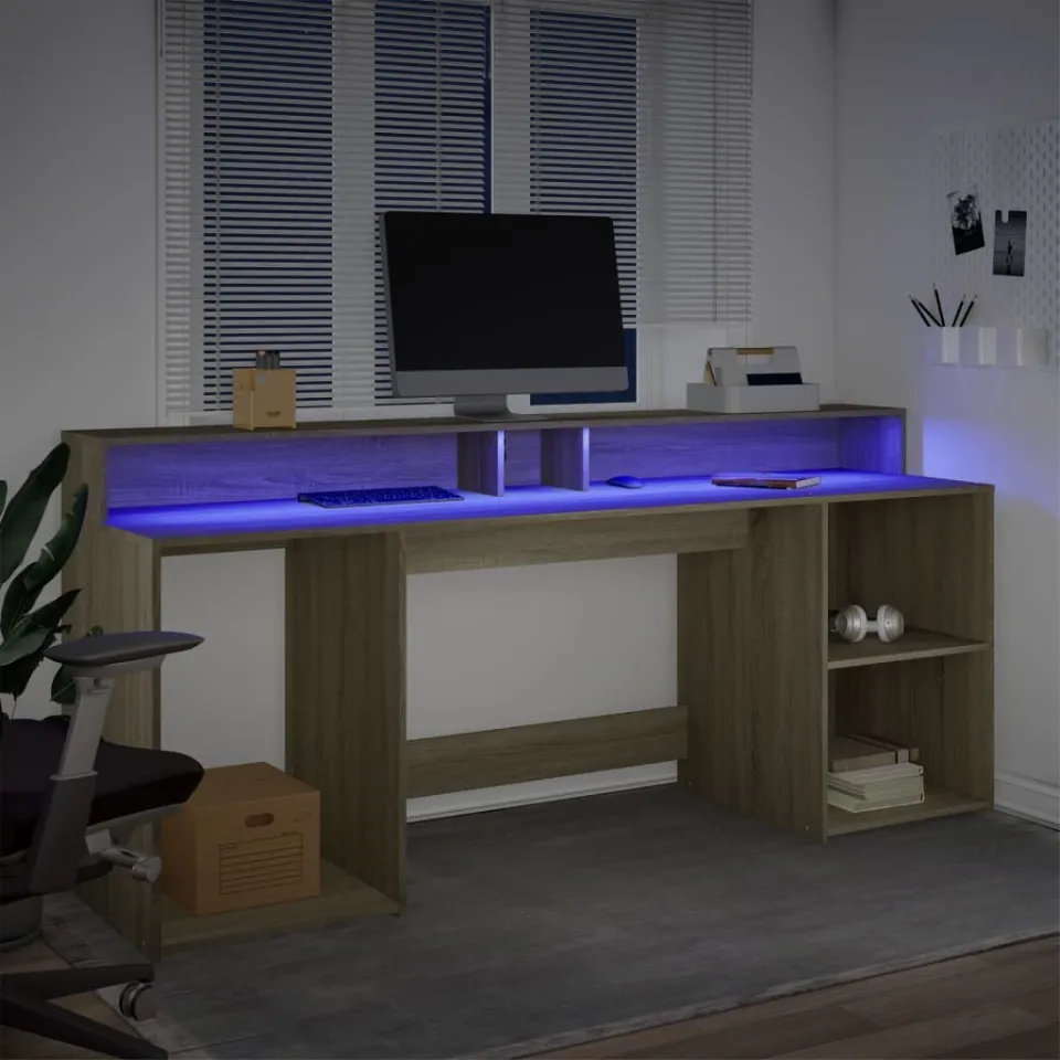 vidaXL Desk Sonoma Eiken 200 x 55 x 91 cm Engineered Wood, foto 4