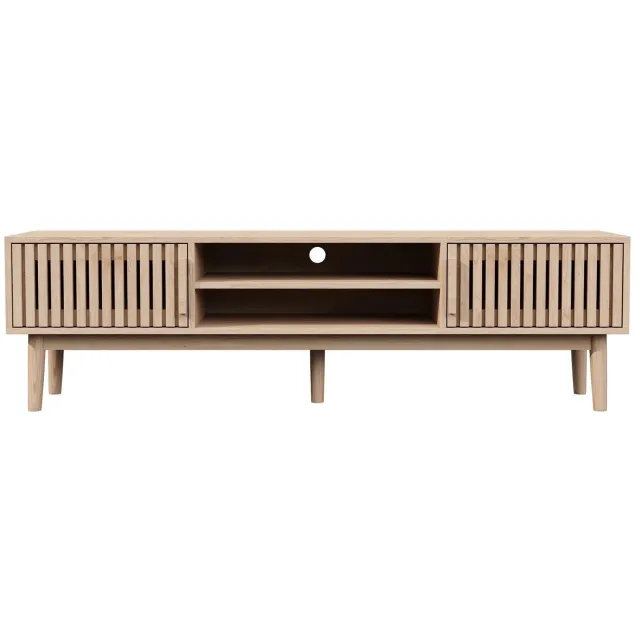 uJOY TV Meubel - TV Kast met Opbergruimte – Houten TV Meubel met Deuren en Massief Houten Poten – Naturel – 150 × 40 × 48 cm