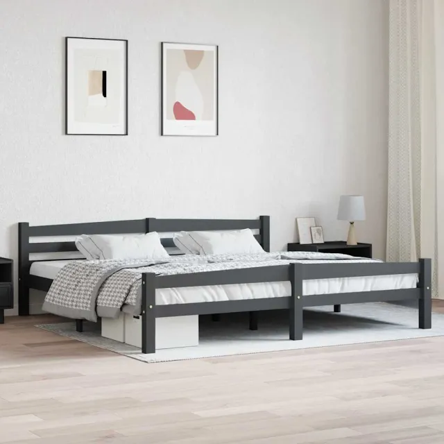 vidaXL Bedframe massief grenenhout donkergrijs 200x200 cm