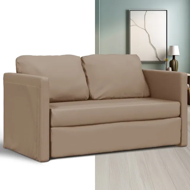 GranMaison Slaapbank - Uitklapbaar - Slaapstoel - Logeerbed - Zetelbed - Slaapfauteuil - Vouwbed - 2 persoons - Zeer comfortabel - Cappuccino