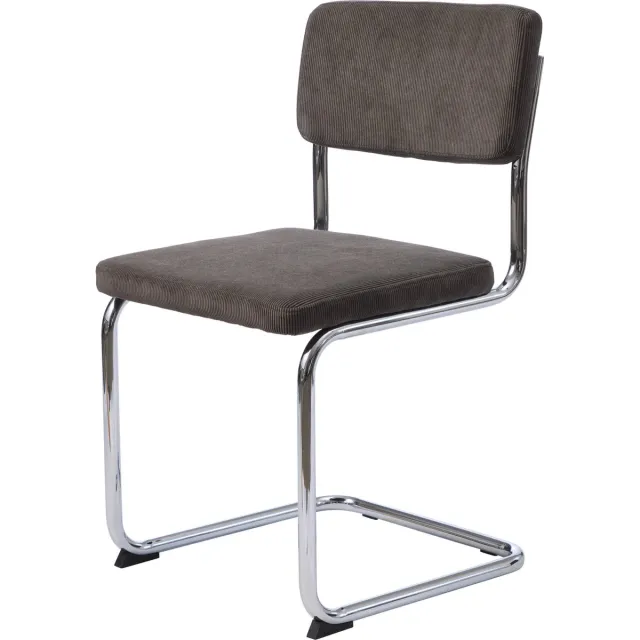 Canvas Studios Fontas eetkamerstoel chroom - rib stof bruin