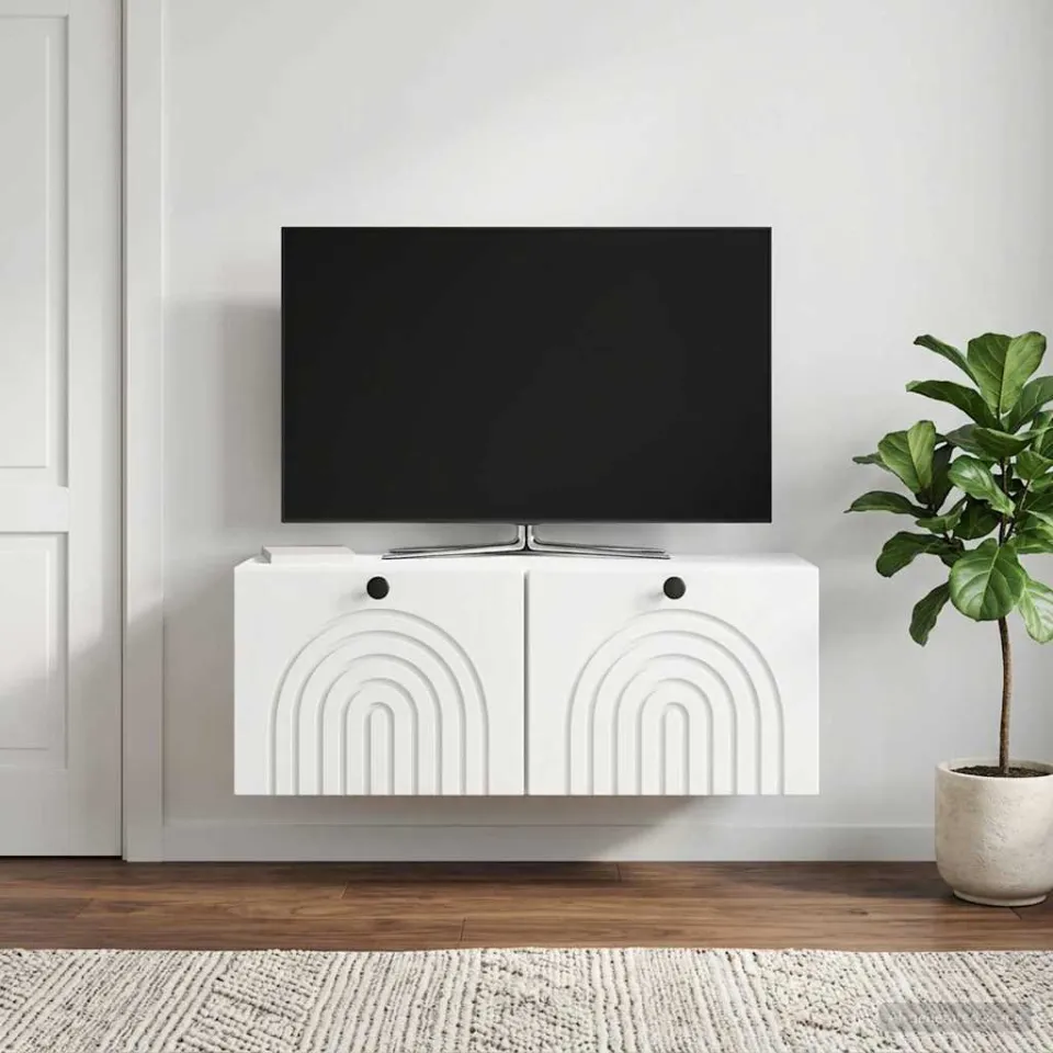 vidaXL Wandbeugel TV-kast Wit 78,5 x 31 x 30 cm Bewerkt hout, foto 4