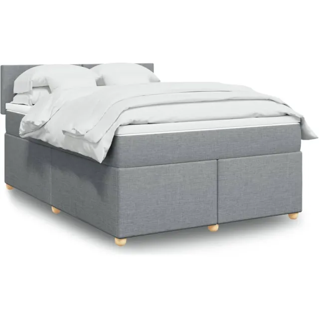 vidaXL Boxspring met matras stof lichtgrijs 160x200 cm grijs