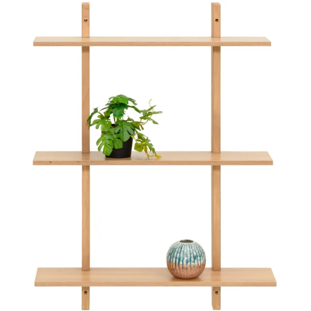 4Living Boekenkast van grenenhout met drie planken, 80 x 60 x 15 cm beige