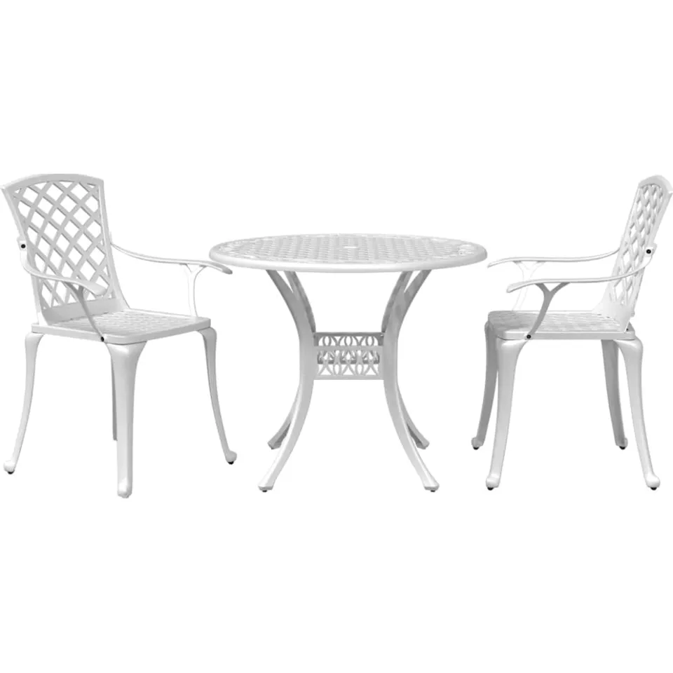 vidaXL 3-delige Bistroset gietaluminium wit, foto 3