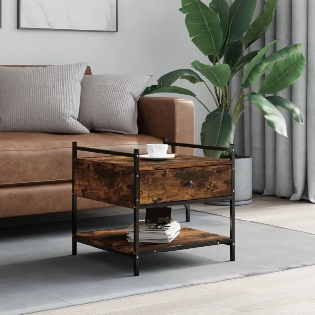 vidaXL Salontafel 50x50x50 cm bewerkt hout gerookt eikenkleurig, foto 2
