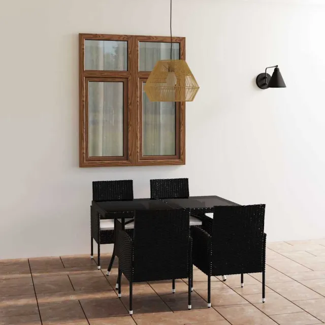vidaXL 5-delige Tuinset poly rattan zwart, foto 2