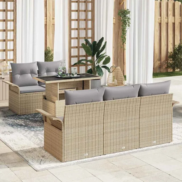 vidaXL Tuin Sofa Set 6 st Beige poly rattan, foto 2