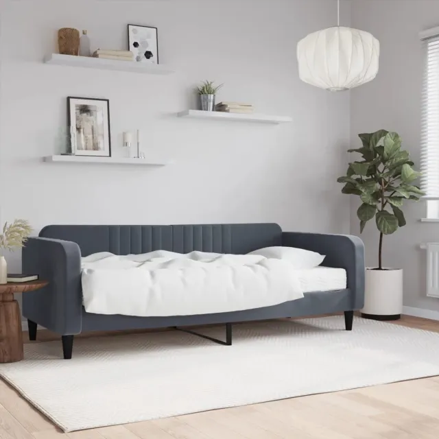 vidaXL Slaapbank - met - matras - 90x200 - cm - fluweel - donkergrijs
