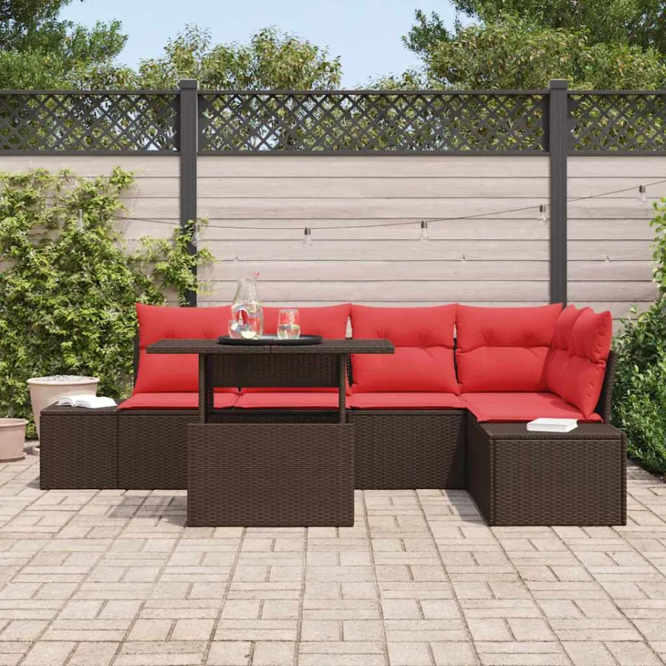 vidaXL Tuin Sofa Set 6 st Bruin poly rattan, foto 3