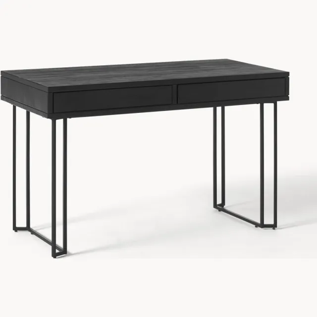 Westwing Collection Bureau Luca van mangohout met lades Zwart