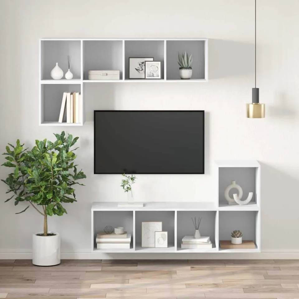 vidaXL Tv-wandmeubel 37x37x107 cm bewerkt hout wit, foto 4