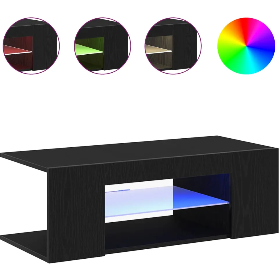 vidaXL TV-kast 90 x 39 x 30 cm Zwart Eiken Bewerkt hout, foto 4