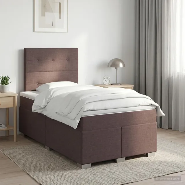 vidaXL Boxspringbed met matras Donkerbruin 120 x 190 cm Stof