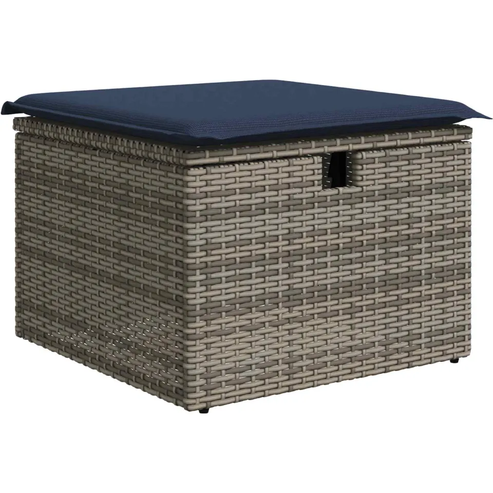 vidaXL Tuinkruk met kussen 55x55x37 cm poly rattan grijs