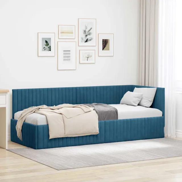 vidaXL Hoekbedframe Blauw 80 x 200 cm fluweel