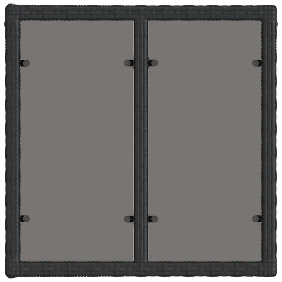 vidaXL Tuinstafel Zwart 55 x 55 x 37 cm PE Rattan en Glas, foto 4