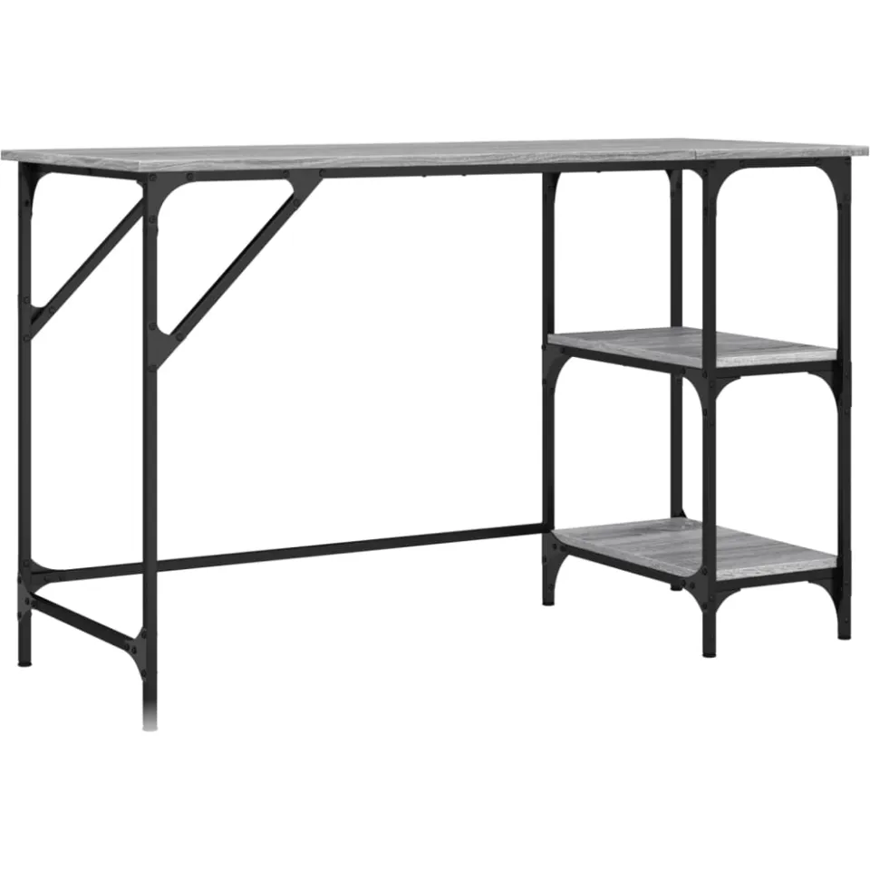 vidaXL Bureau 120x50x75 cm metaal en bewerkt hout grijs sonoma eiken