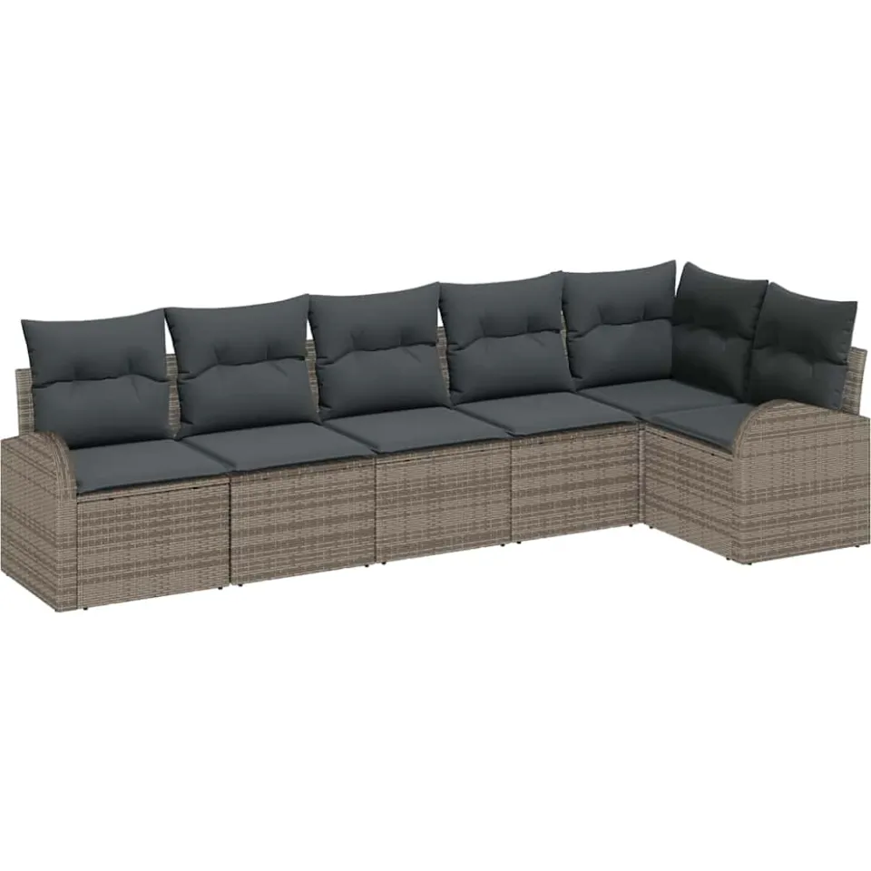 vidaXL Tuinbankenset 6 st Grijs poly rattan