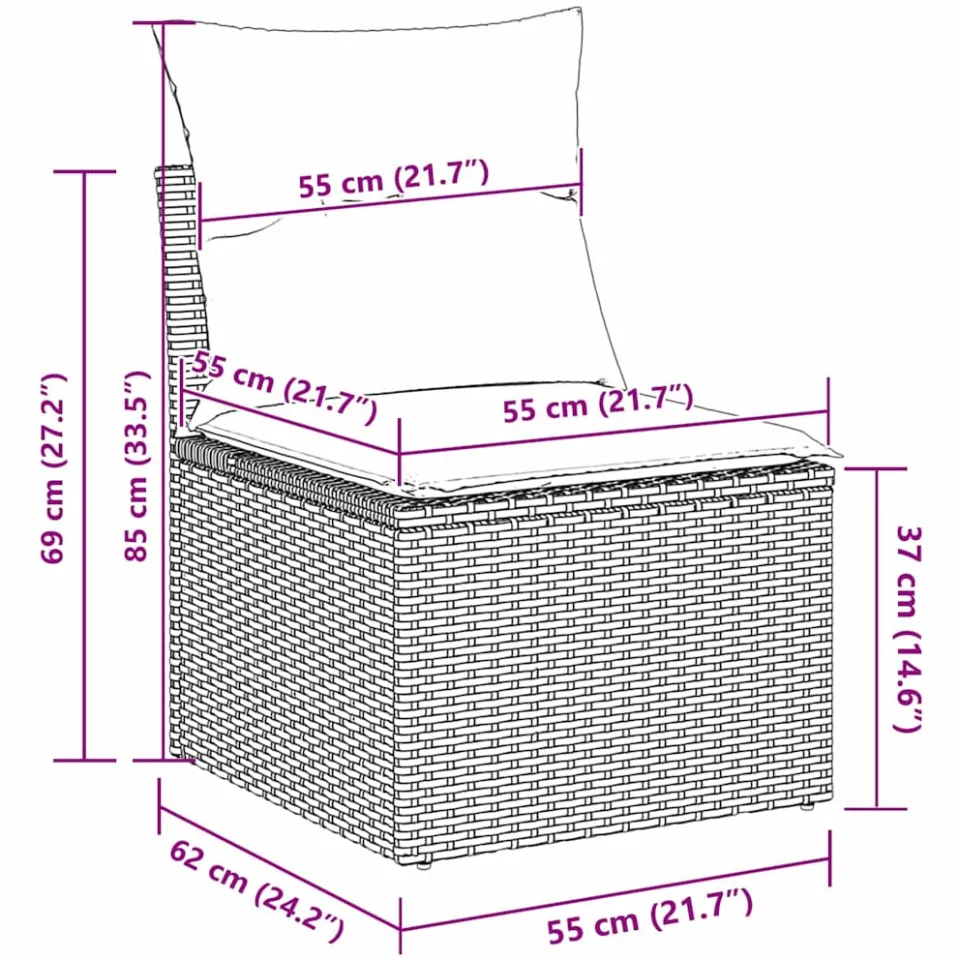 vidaXL Tuinbankenset 8 st Beige en Licht Grijs poly rattan, foto 3