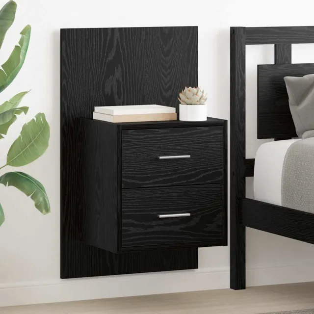vidaXL Wandkastje 2 st Zwart Eiken 48,5 x 32,5 x 80 cm Bewerkt hout, foto 2